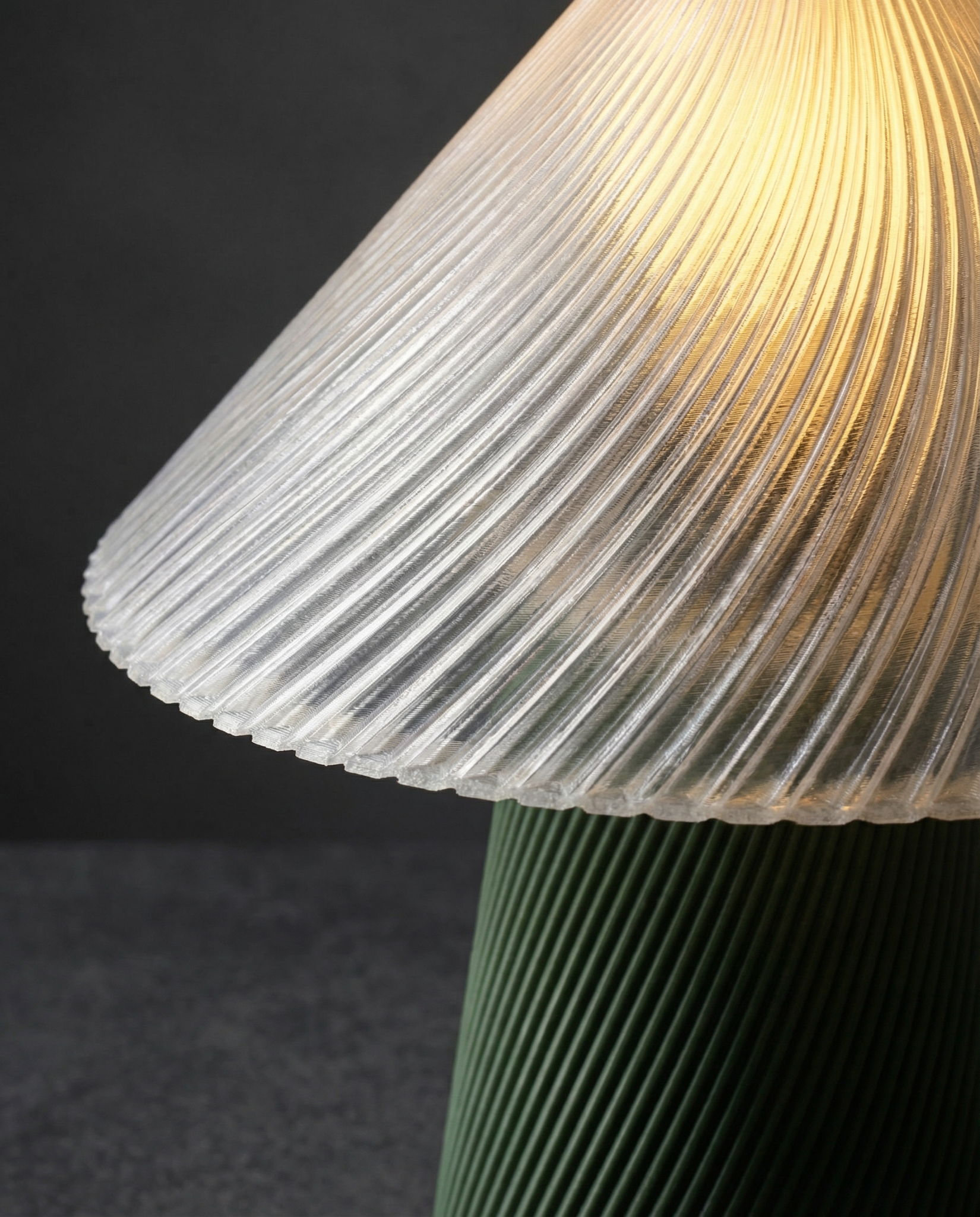 Ribbed lamp shade close-up